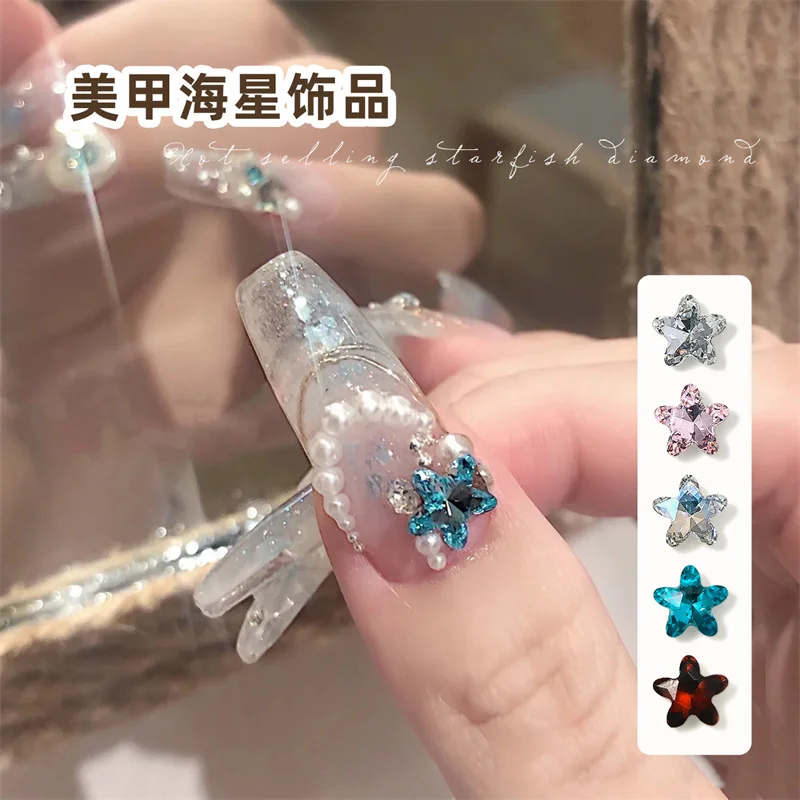 

30pcs Sparkle Starfish Nail Charms Jewelry Flatback Crystal Nail Rhinestones 3D Aurora Star Luxury Nail Art Decoration Accessory
