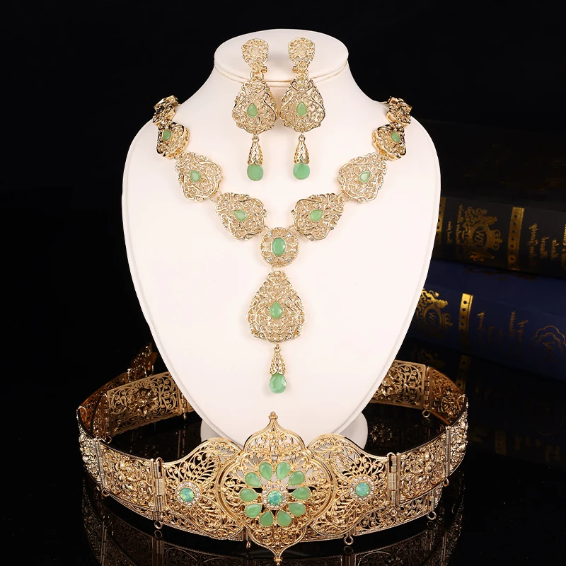 

Moroccan Bride Wedding Dress Decoration Waist Chain Adjustable Length for Women's Hollow Design Metal Belt Jewelery