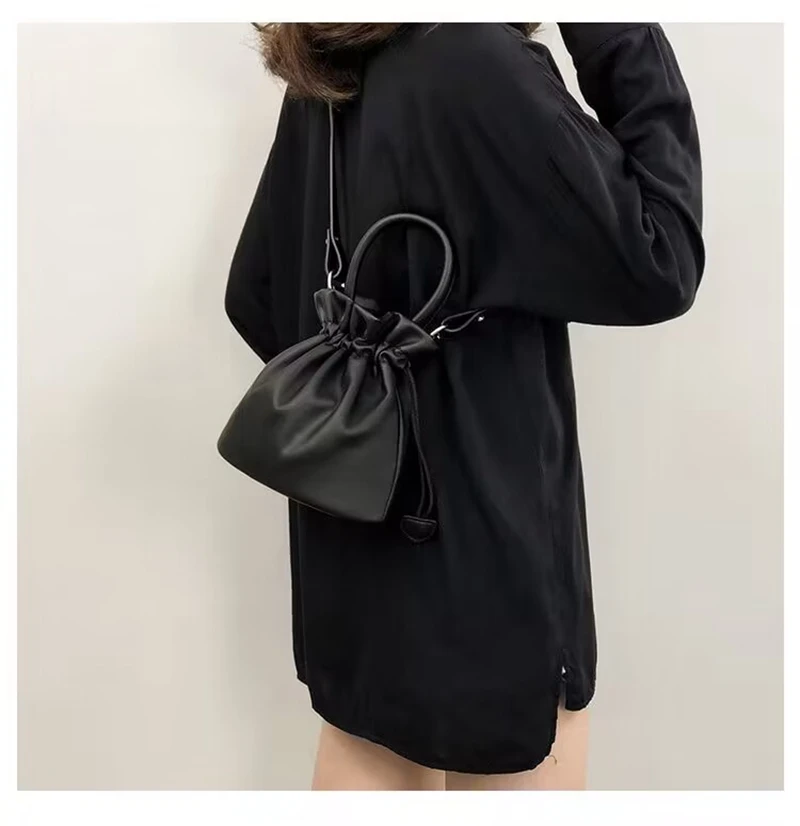 women Crossbody Bags drawstring bucket bag simple portable shoulder bag female trendy mobile phone cosmetic bag