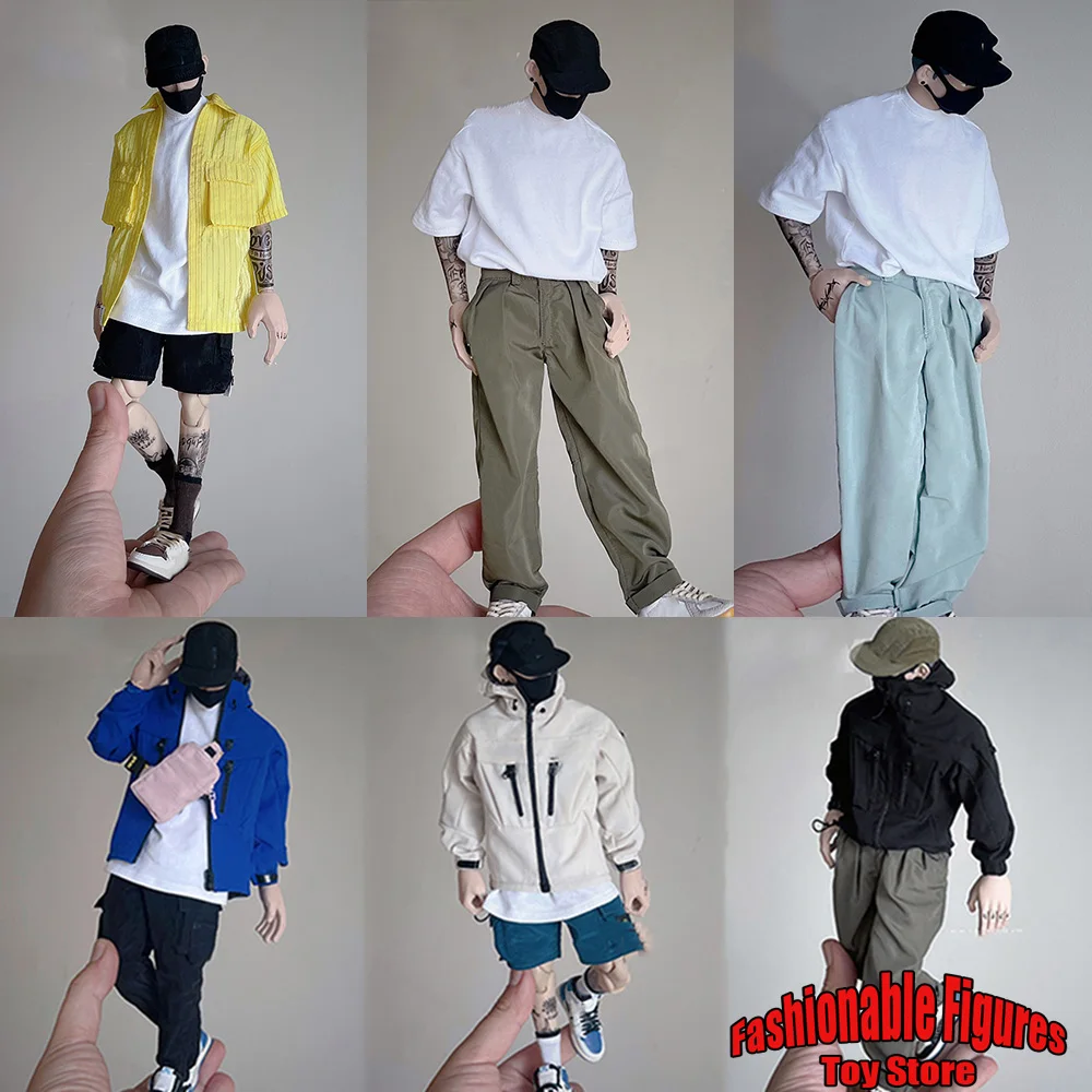 

1/6 Men Soldier Jacket Long Sleeve Sweater Loose Retro Harajuku Hip Hop Streetwear Pants Tracksuits For 12 Inches Action Figure