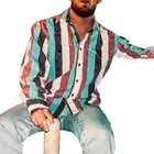 Рубашка мужская в полоску, с длинным рукавом и отложным воротником