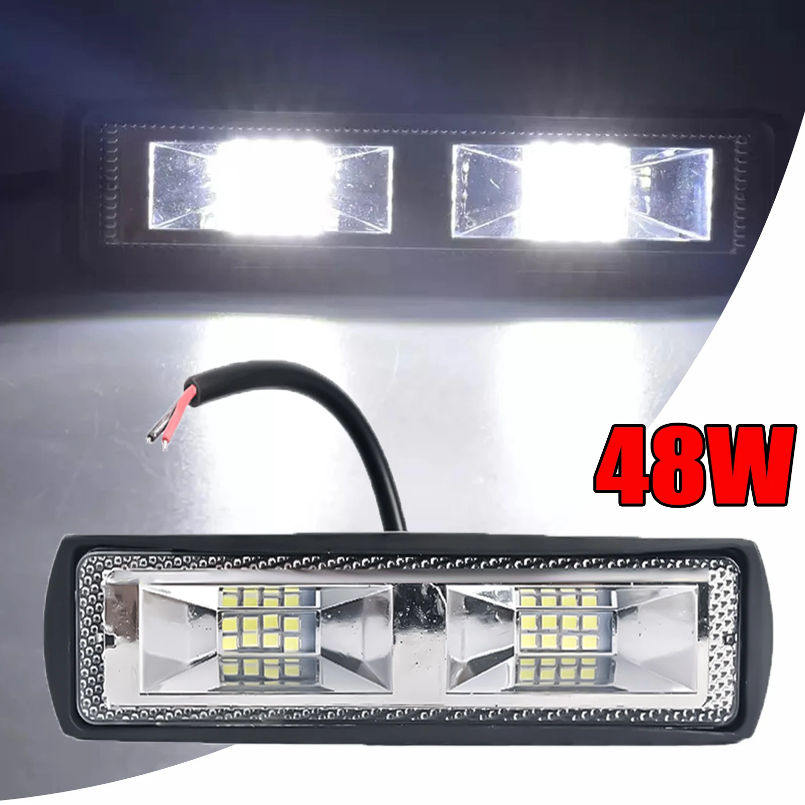 

LED Car Work Light 48w Work Light Bar Modified One Word Single Row Headlight for Off-road Vehicles ATV Tractors Boats Trucks