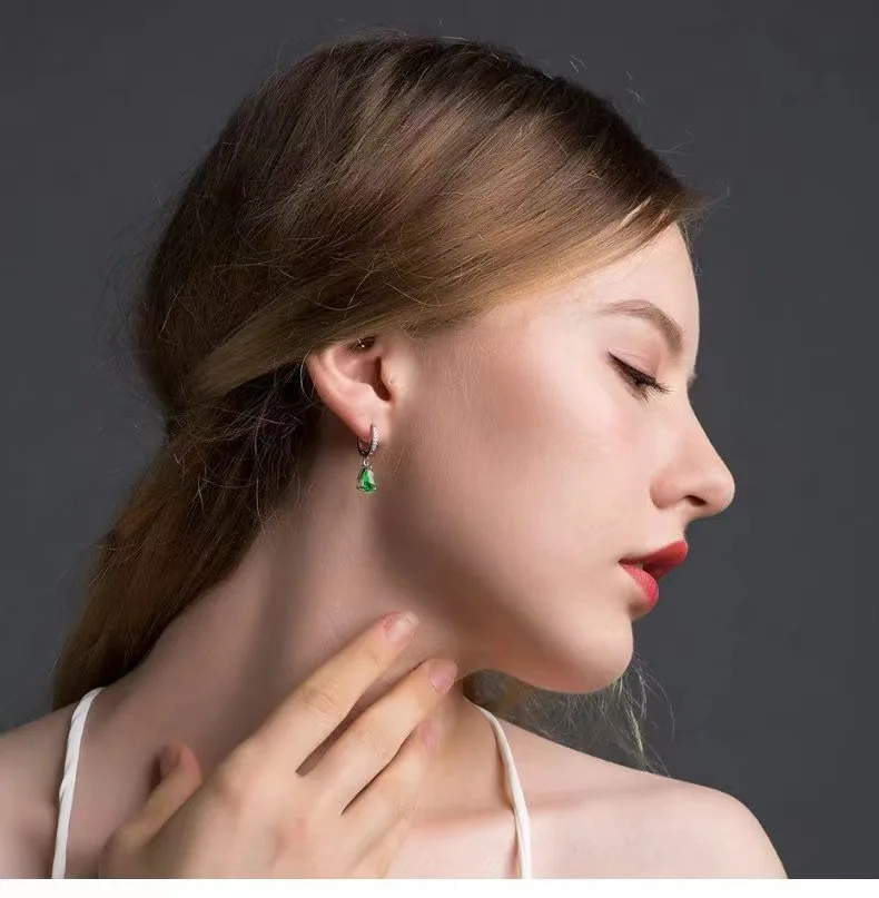 Boucles d'oreilles en forme de goutte d'eau pour femmes, en argent Sterling 925, 5 couleurs, pierres précieuses, bijoux de luxe, cadeau de fiançailles ou de mariage