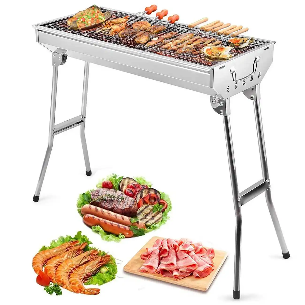 

5-18 person Barbecue Grill Stainless Steel Non-stick Barbecue Tray Grills Portable Charcoal Stove for Outdoor Camping bbq