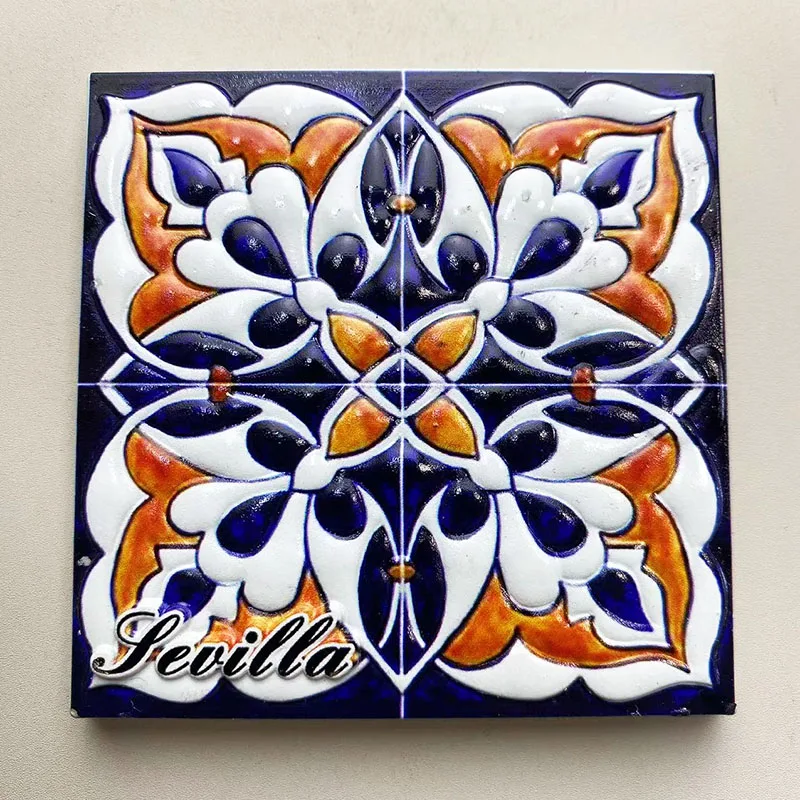 Туристические сувениры с испанской плитой в Севилье трехмерная Наклейка на