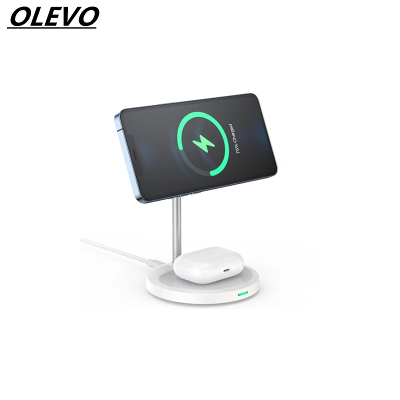 

2-In-1 Magnetic Wireless Charging Bracket For iPhone 13 12 11 Xiaomi Huawei Samsung Apple Bluetooth Headset Mobile Phone Charger