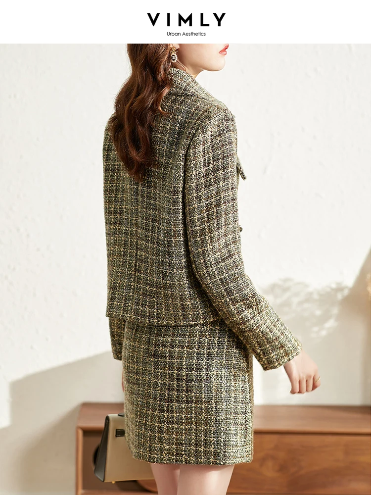 VIMLY 2021 зимний комплект из двух предметов куртка для женщин французское твидовое