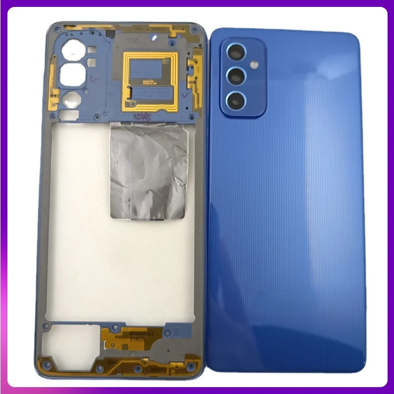 

For Samsung Galaxy M52 5G M526 Full Housing Case Middle Frame +Battery Back Cover Rear Door With Camera Lens Repair Parts