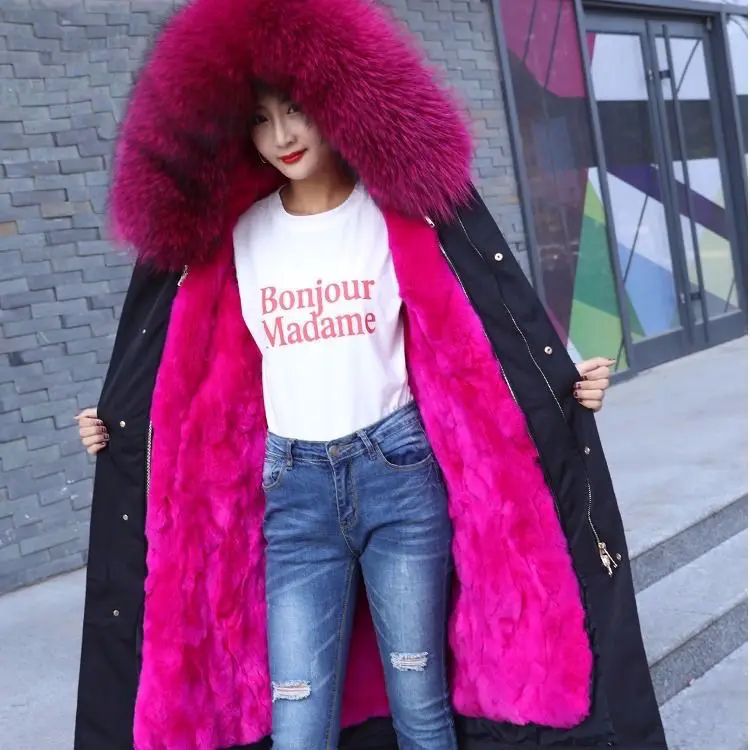 Casual Women's Wear Party To Overcome Female New Imitation Large Collar Imitation Rex Rabbit Fur Inner Parker Fashion Coat