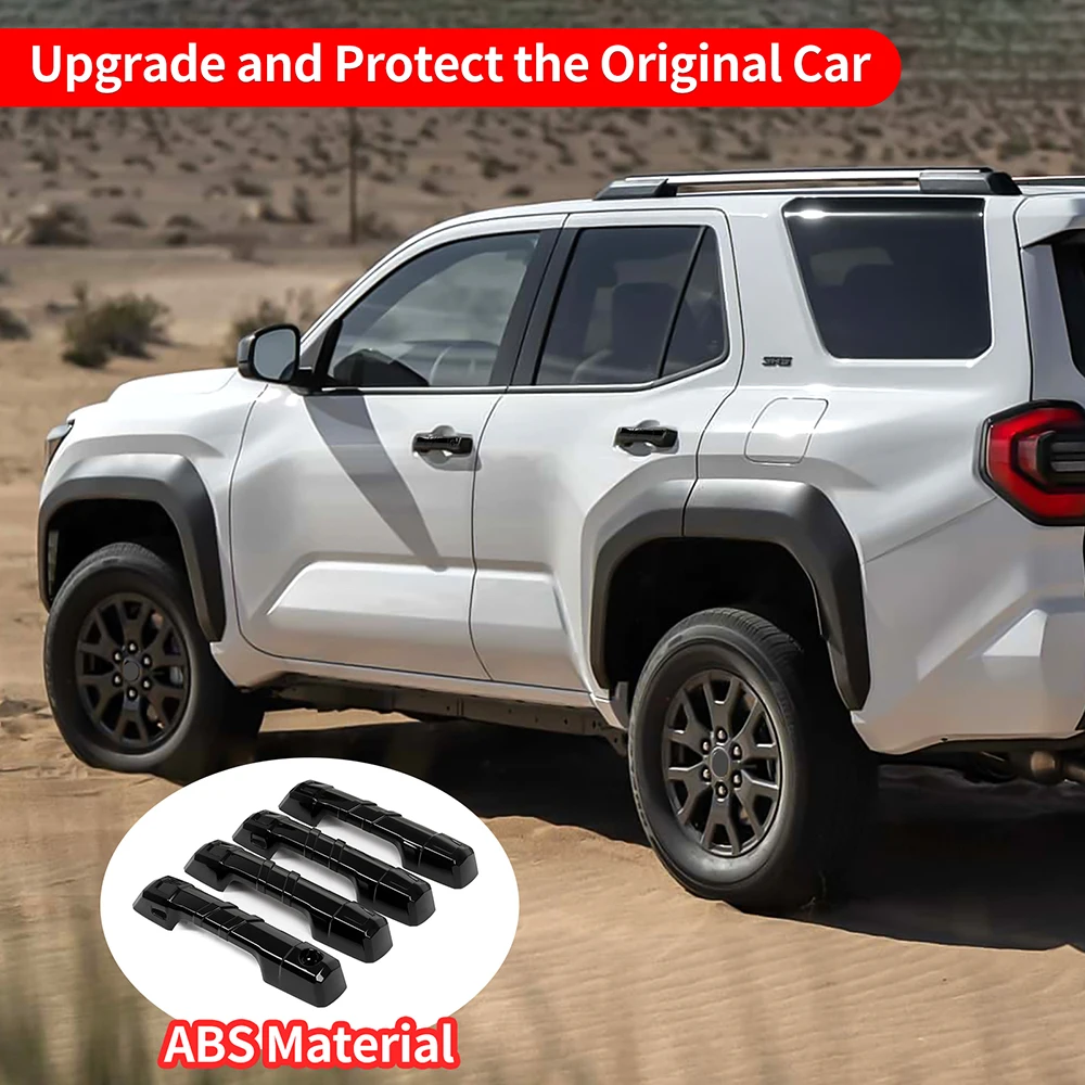 Фото Для Toyota 4Runner Tacoma 2024-2026: черные накладки на ручки дверей, защита лакокрасочного покрытия, АБС-пластик, внешние аксессуары для стайлинга №4