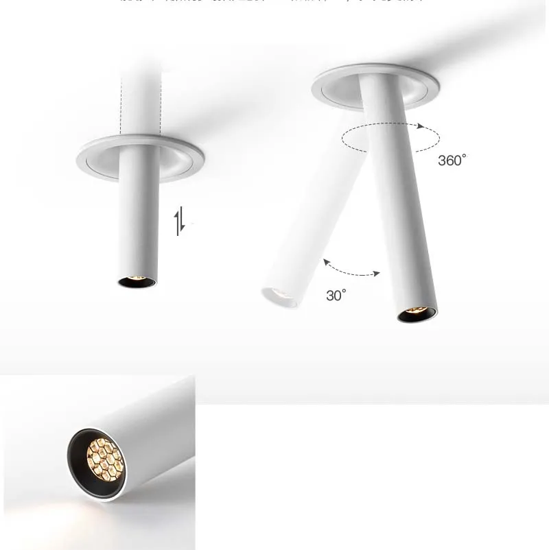 

Светодиодный потолочный светильник с регулируемой яркостью, антибликовый вращающийся выдвижной трубчатый светильник для столовой, бара, ф...