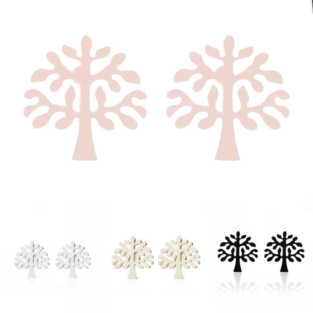 

Hfarich 2022 New Fashion Exquisite Big Tree Earrings Stainless Steel Charm Sweet Lady Gift Party Botanical Jewelry