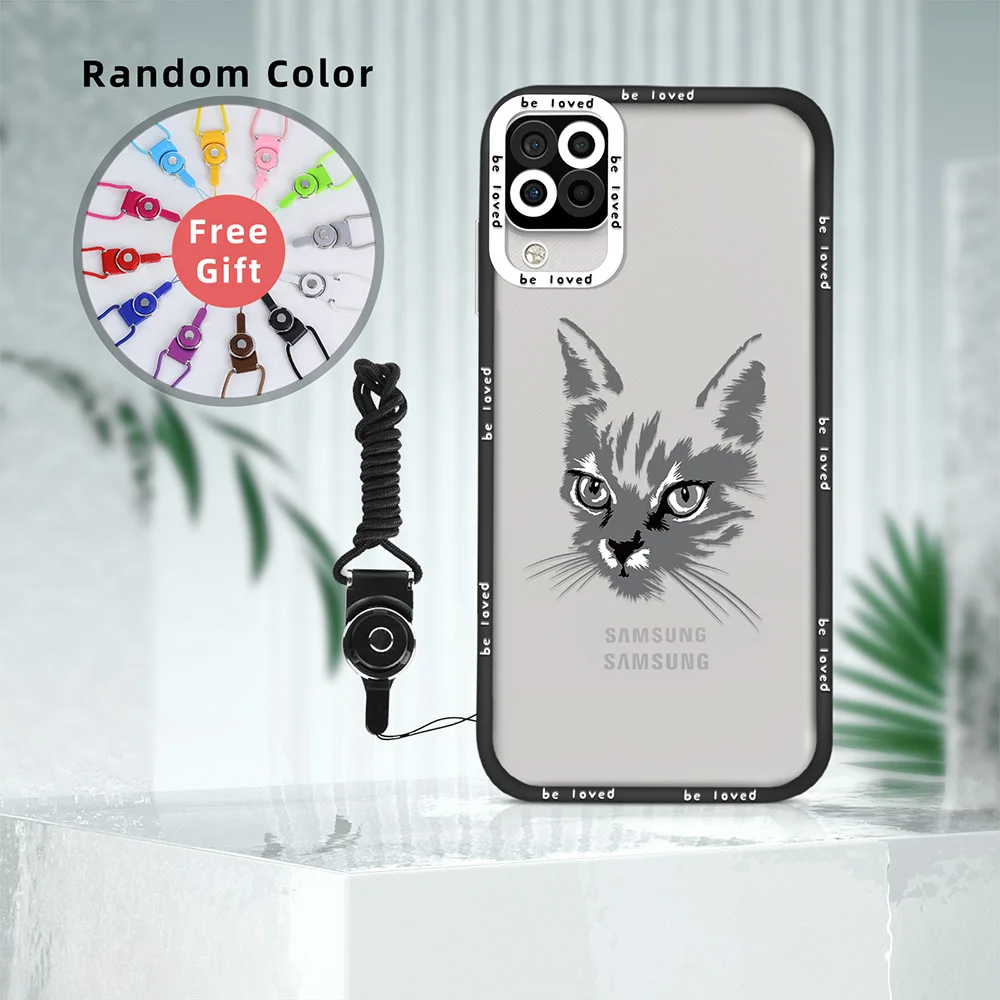 

Painting Cat Clear Phone Case for Samsung A11 A12 A71 A21S A32 4G A52 A52S A53 5G A72 S22 Plus S22Ultra Shockproof Back Covers
