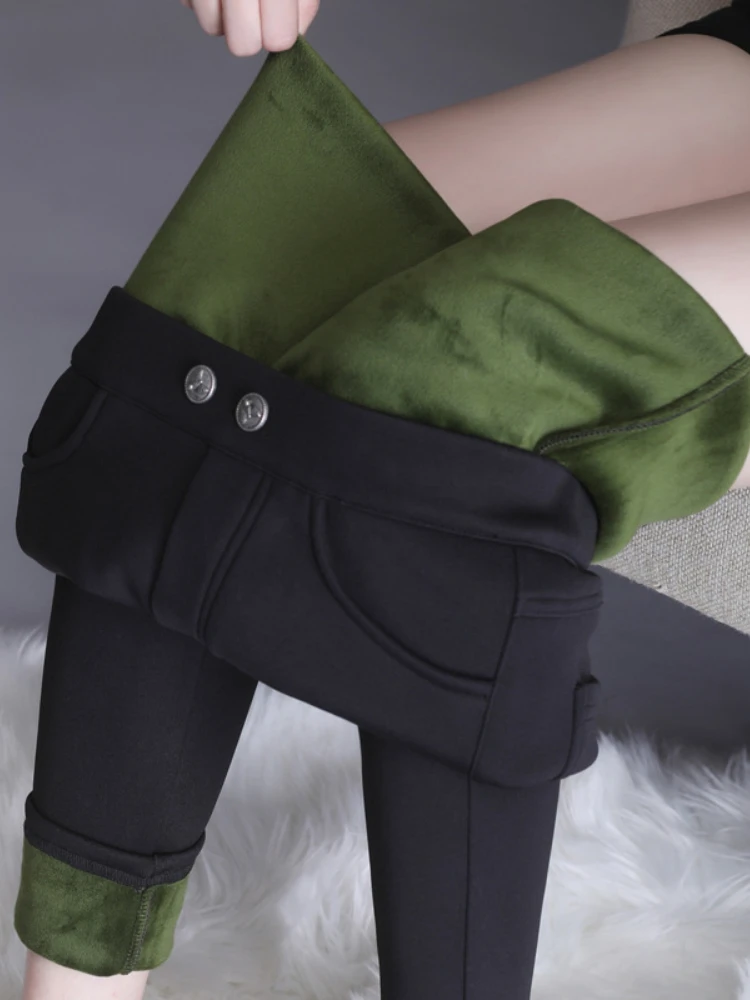 Women's Leggings High Waist Warm Velvet Pants Outerwear Thick Cotton Trousers Winter Female Large Size Fleece Leggings for Women