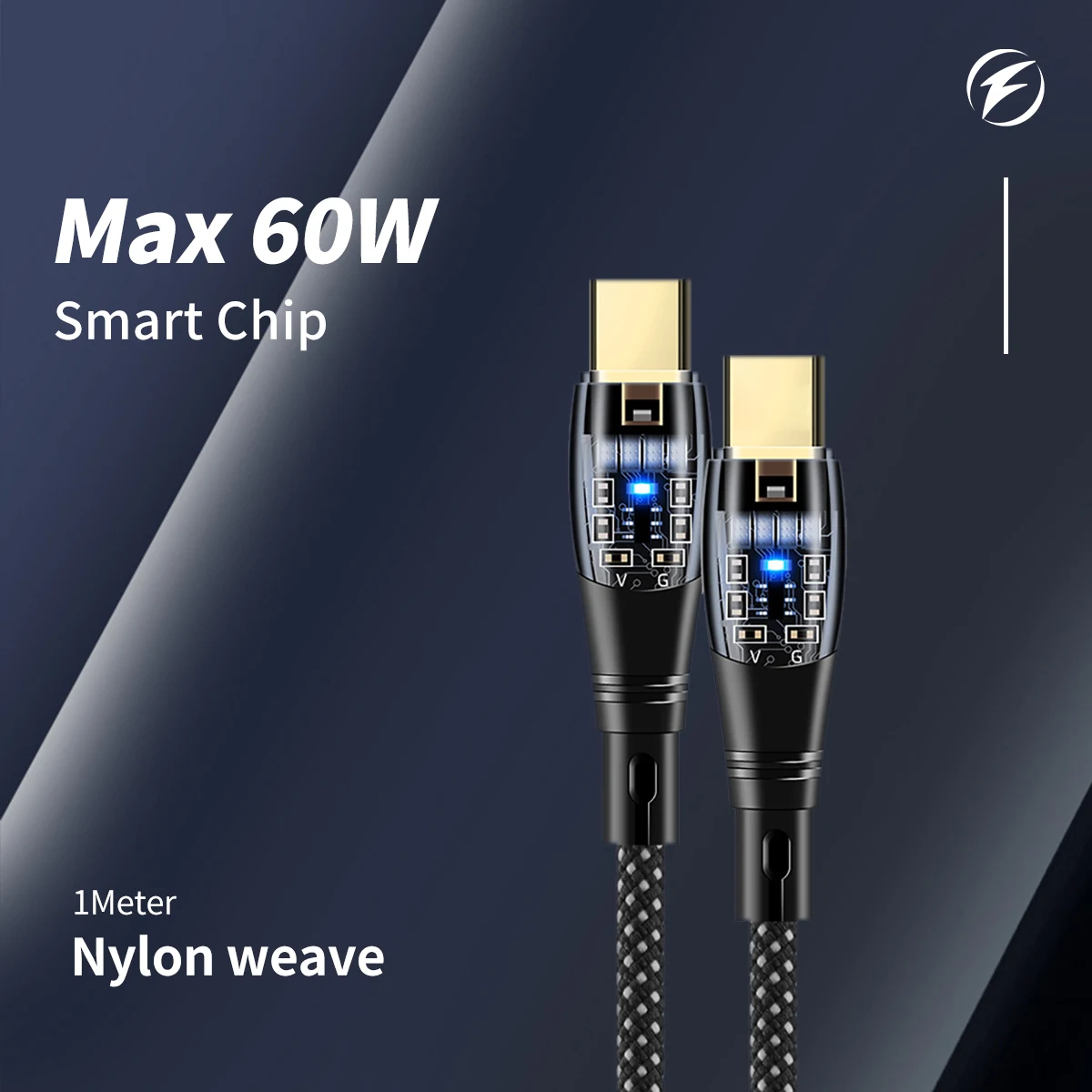 

2.4A Transparent USB To Type-C Cable 60W Fast Charge Display For iPhone Samsung Huawei Xiaomi Oneplus Oppo Vivo Realme Poco F4