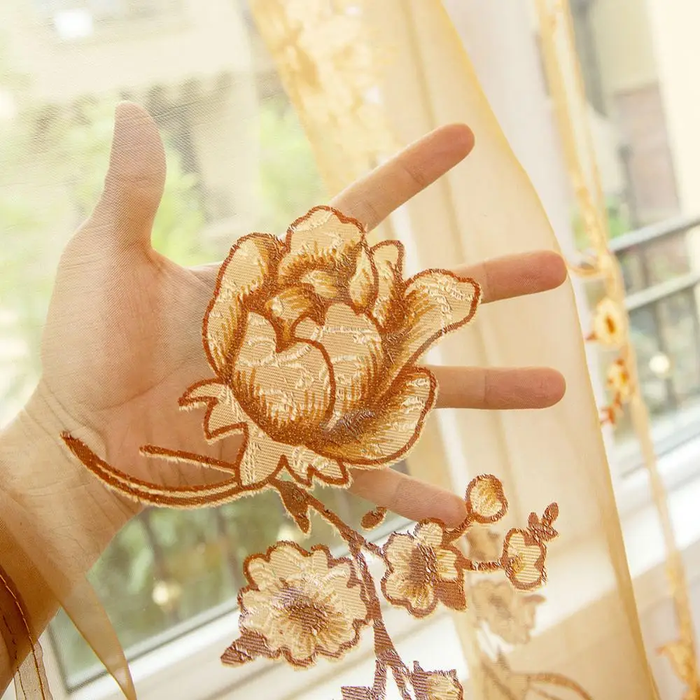 Роскошные занавески с цветочным принтом прозрачная тюлевая вуаль занавеска