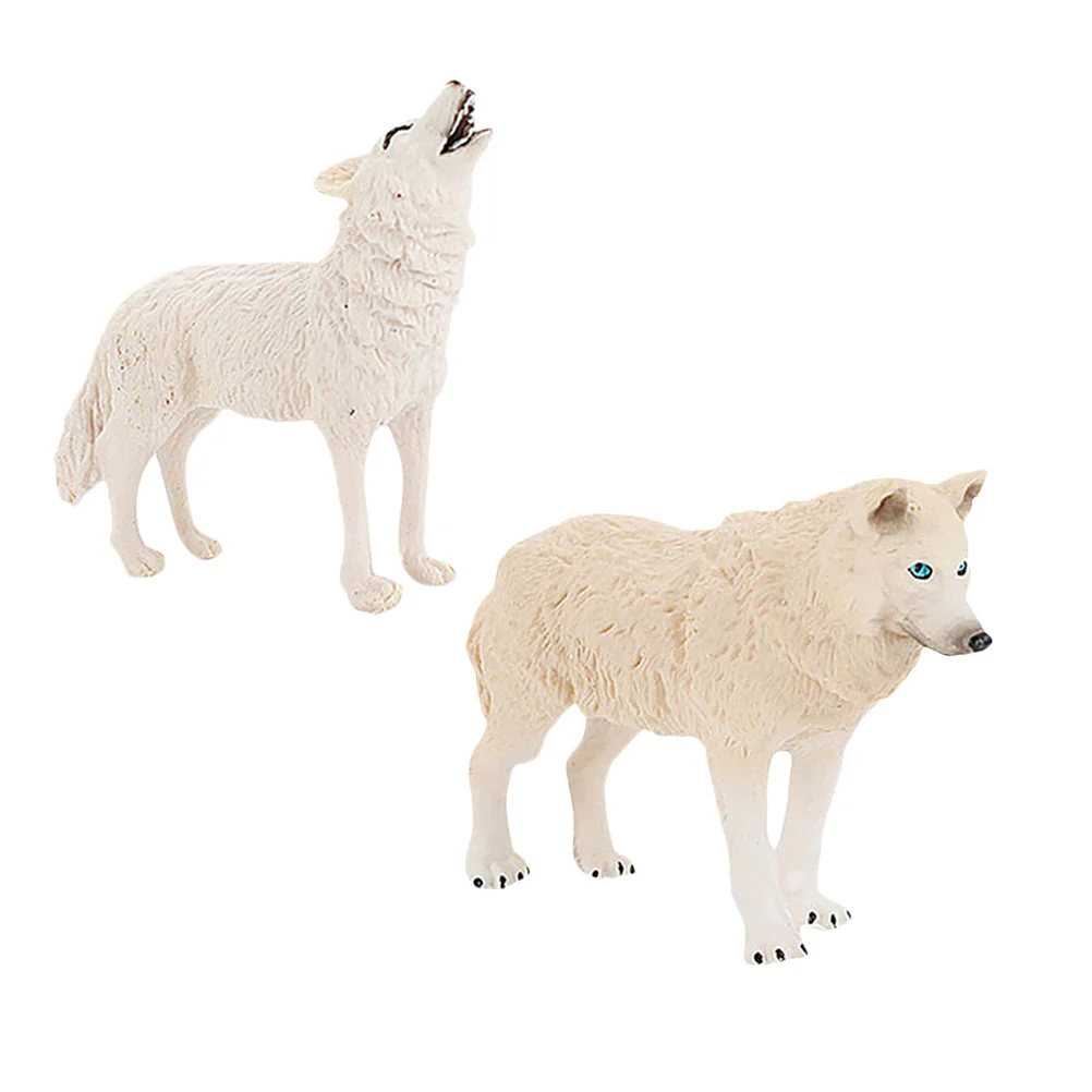 

Snow Wolf Ornament Animals White Plaything Model Toy Teaching Models Simulation Figure Educational Kids