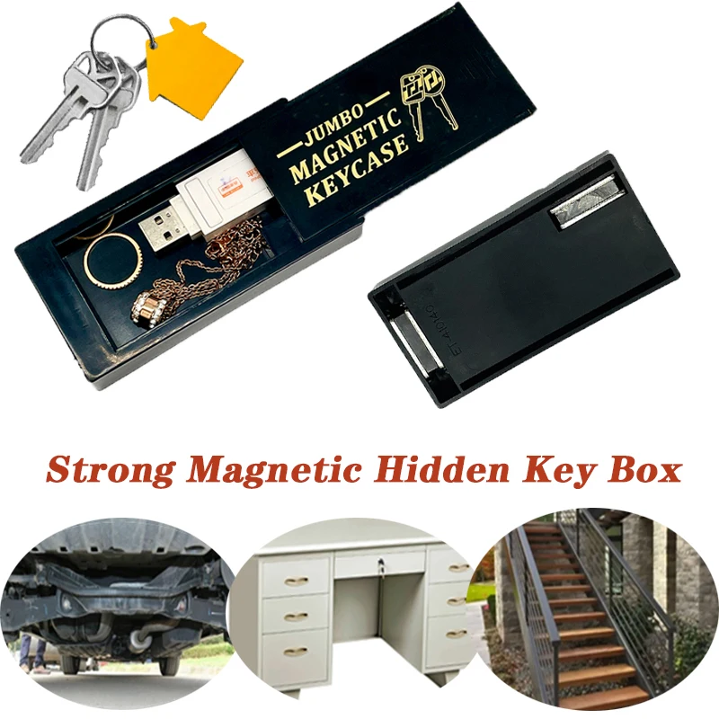 Strong Magnetic Car Key Safe Box Portable Key Lock Holder Box Magnet Outdoor Stash For Home Office Car Truck Caravan Secret Box