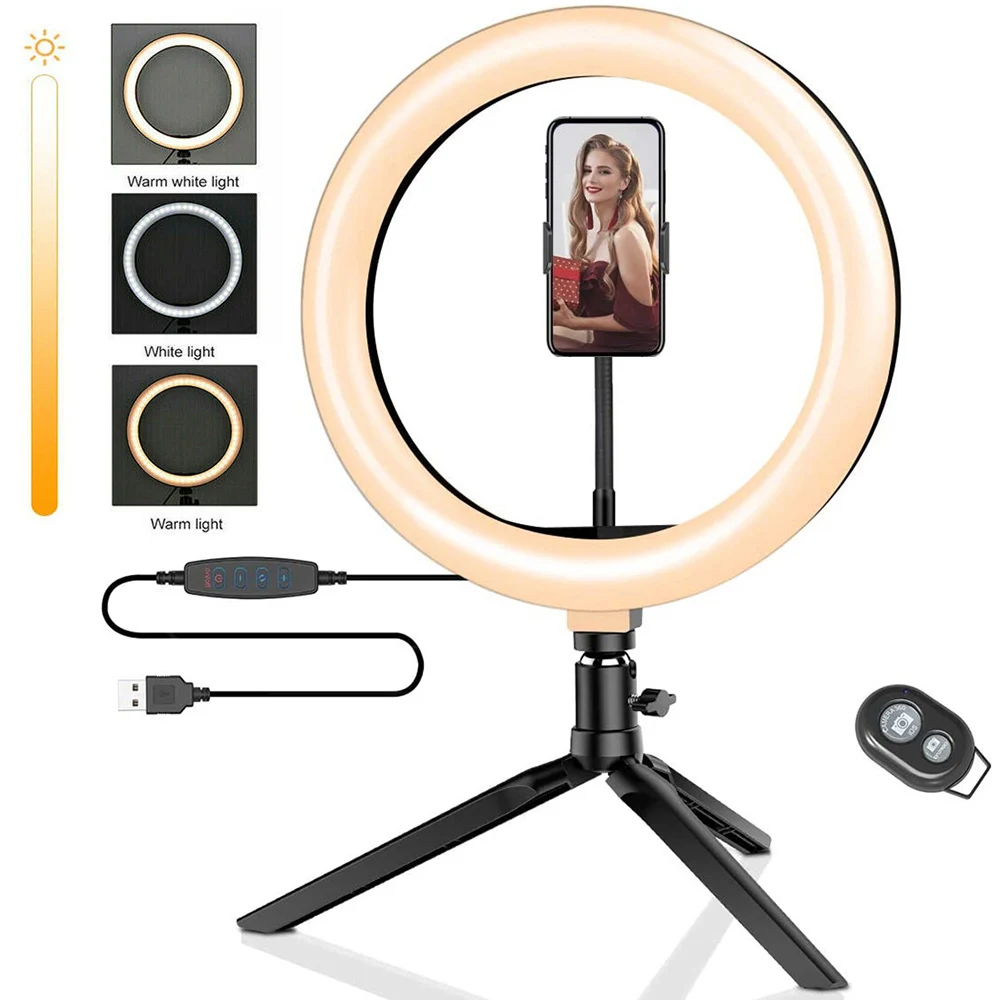 

Portable Tripod Selfie Stick Ring Light for Mobile Phone Photo Taking Live Broadcast Chargable Remote Control Tripod Stand Pole
