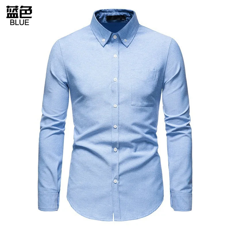 Men's Business Casual Shirts Slim Ethnic Style Contrast Color Shirts Business Suits Long-sleeved Button-up Shirts High Quality