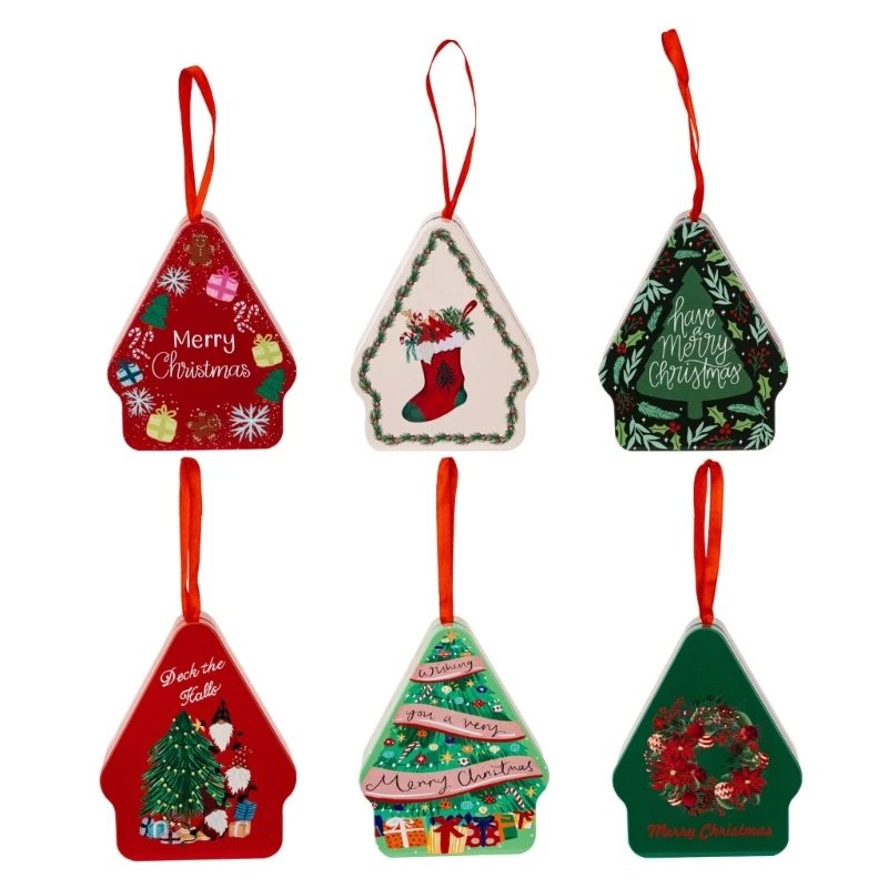 

Christmas Stocking Tree Ornament Tinplate Candy Storage Jar for Tree Pendant Christmas Decoration Kids New Year Box