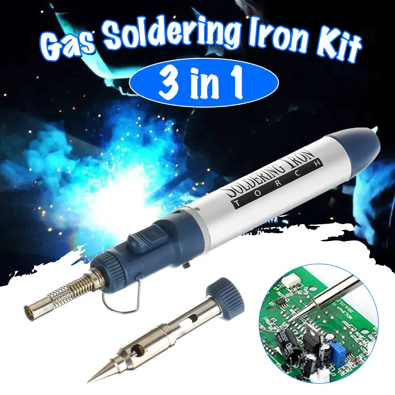 

3in1 Butane Gas Soldering Iron Cordless Welding Torch Solder Tool Electric Gas Soldering Iron Tools Hot Air Gun Soldering iron