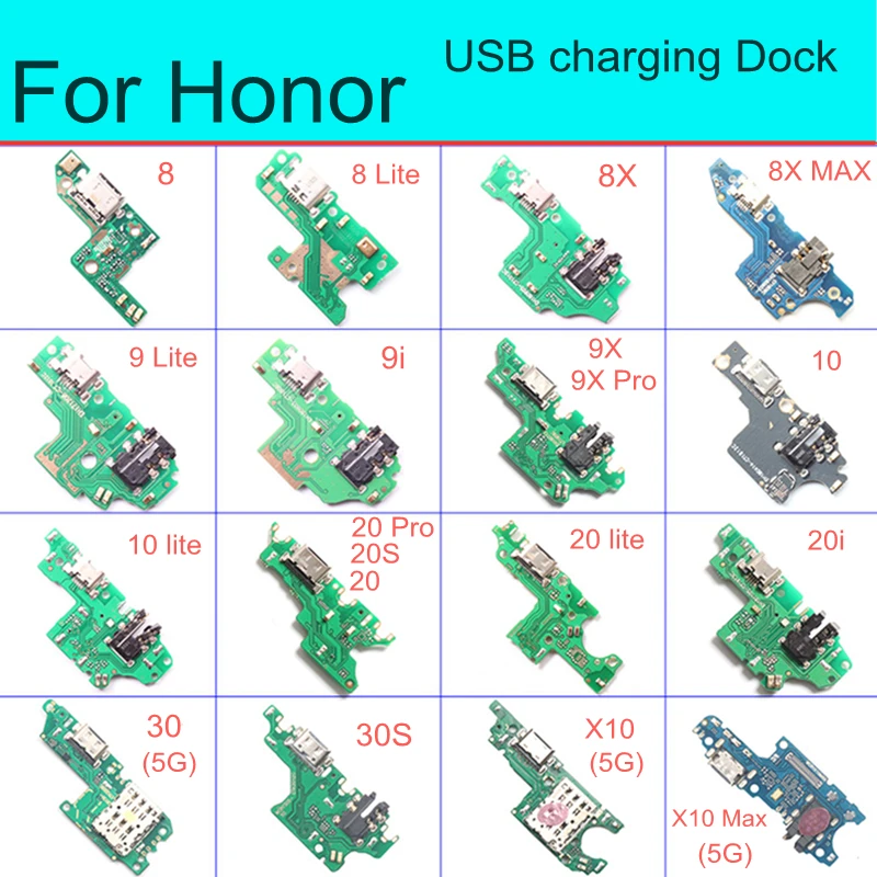 For Honor 8 8X 9i 9X  10 20 20S 20i 30 30S X10 X10 MAX Lite Pro USB Charging Dock Port Connector Board Parts Flex Cable