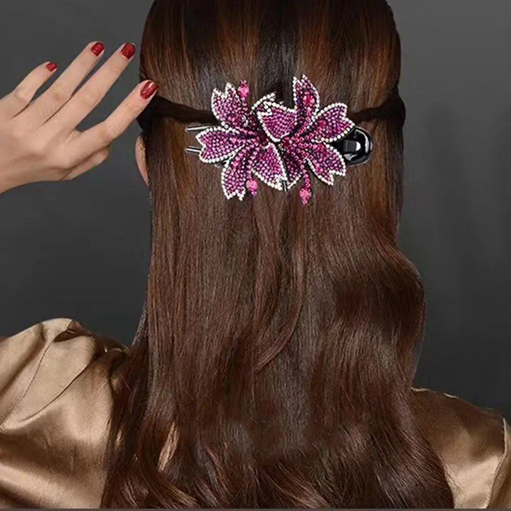 

Sparkling Full Rhinestone Flower Hair Clips Aesthetic Vintage Butterfly Hair Clips Graceful Mother Hair Accessories