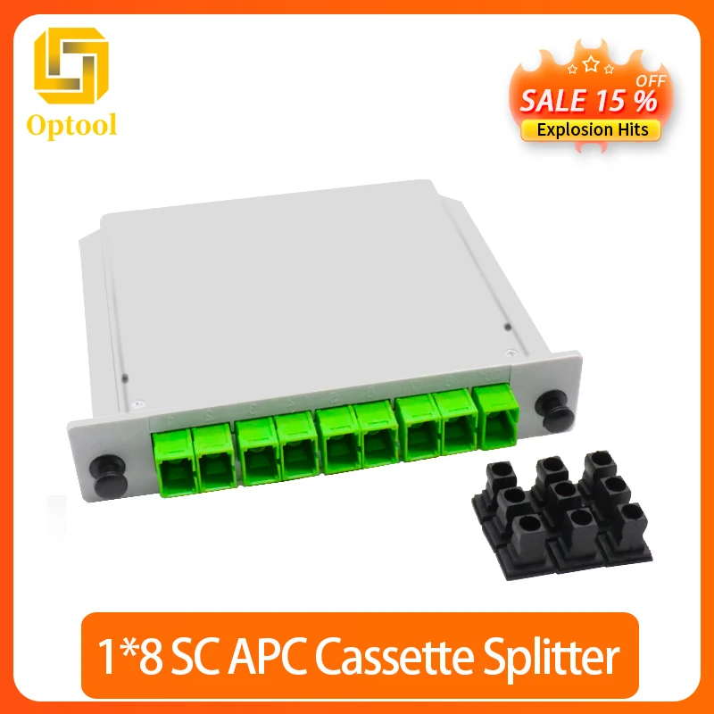 

10pcs SC APC/UPC PLC 1X8 Splitter Fiber Optical Box FTTH Planar Waveguide Type Optical Splitter PLC Splitter 1:8 Free Shipping
