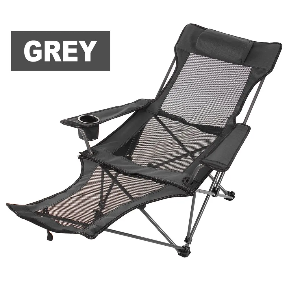 

POPTOP Camping Lounge Chair Portable Reclining Camping Chair Folding Camping Chair with Footrest,Headrest & Storage Bag,Mesh Rec