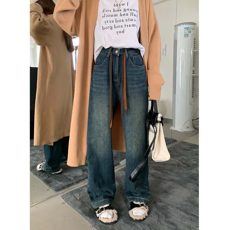 Female Clothing Straight Leg Jeans Women 2022 Vintage Clothes Baggy Jeans Woman High Waist Newjeans Y2k Korean Fashion Denim