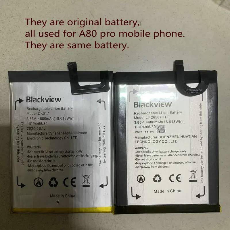 original battery for blackview a80 pro a80 plus 6 49waterdrop 4680mah dk017 mobile phone rechargeable li ion batteries free global shipping