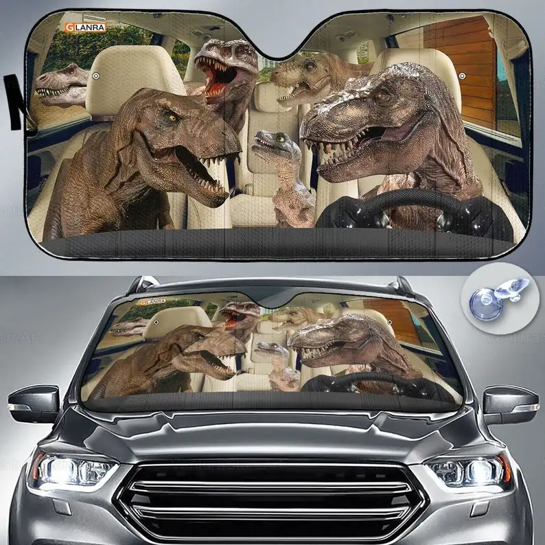 

Dinosaur Car Sunshade, Dinosaur Lover, Auto Sun Shade, Gift For Dad, Dinosaur Car Decor, Dinosaur Sunshade, T-rex Car Windshield