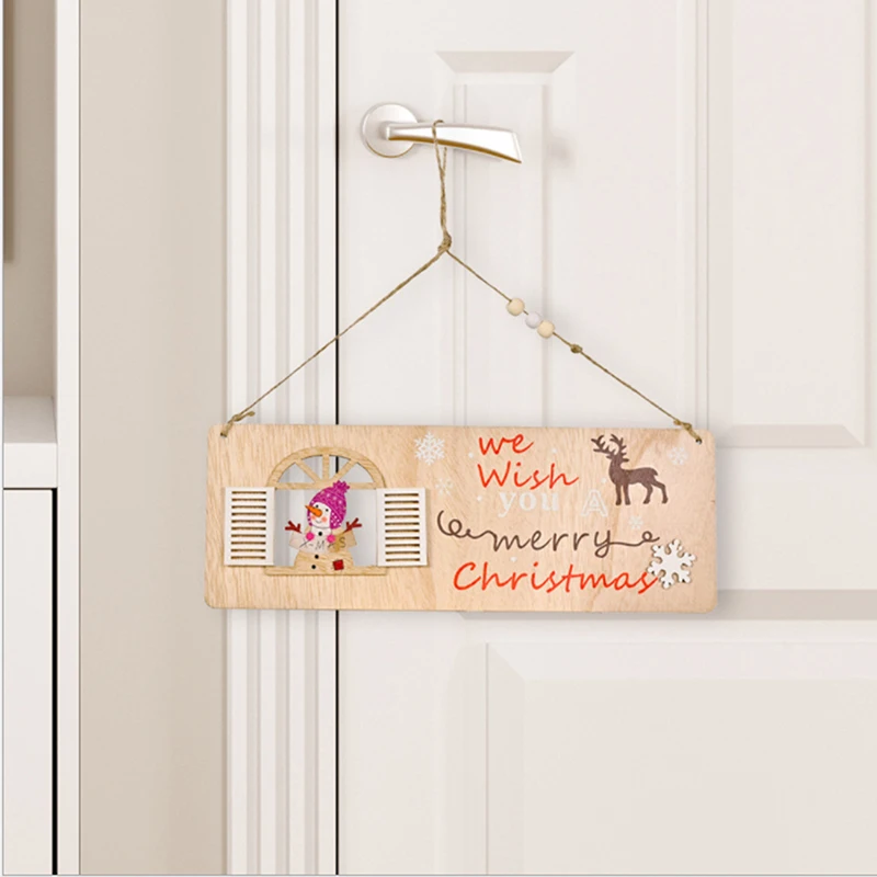 

Wooden Square Window Christmas Decorations Santa Claus Christmas Tree Hanging Pendants Christmas Tree Ornaments New Year Gifts