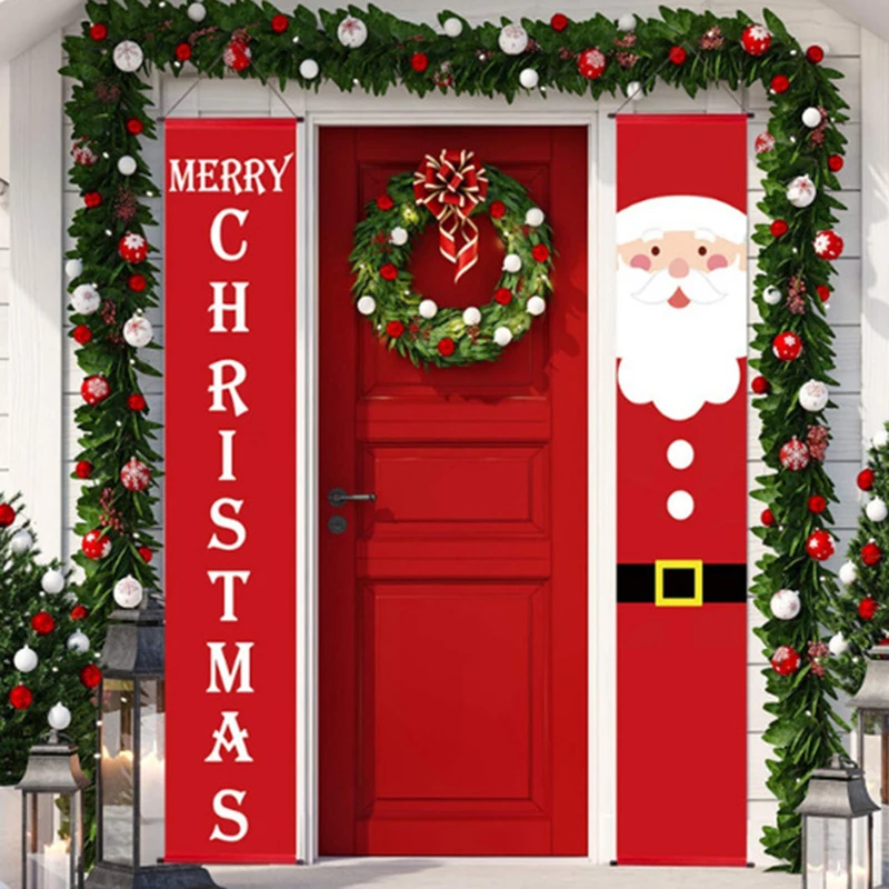 

Декоративные дверные занавески для семейного фестиваля, рождественские занавески, надпись Санта, снежинка, баннер, можно наклеить на окно сада, зала, 2023