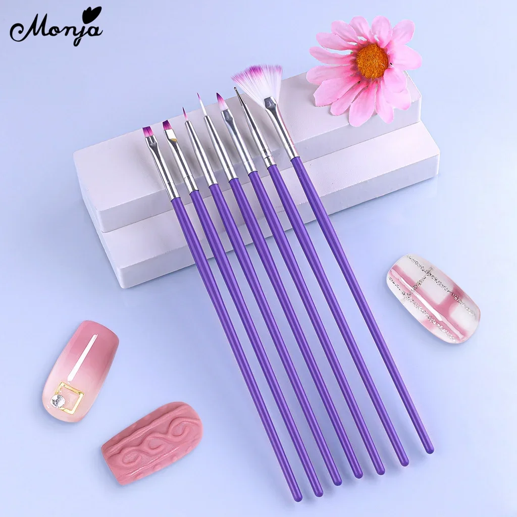 

Набор кистей Monja для дизайна ногтей, набор кисточек для рисования акриловыми УФ-гель-лаками, веером, точечной ручкой, инструмент для маникюра, 3 упаковки