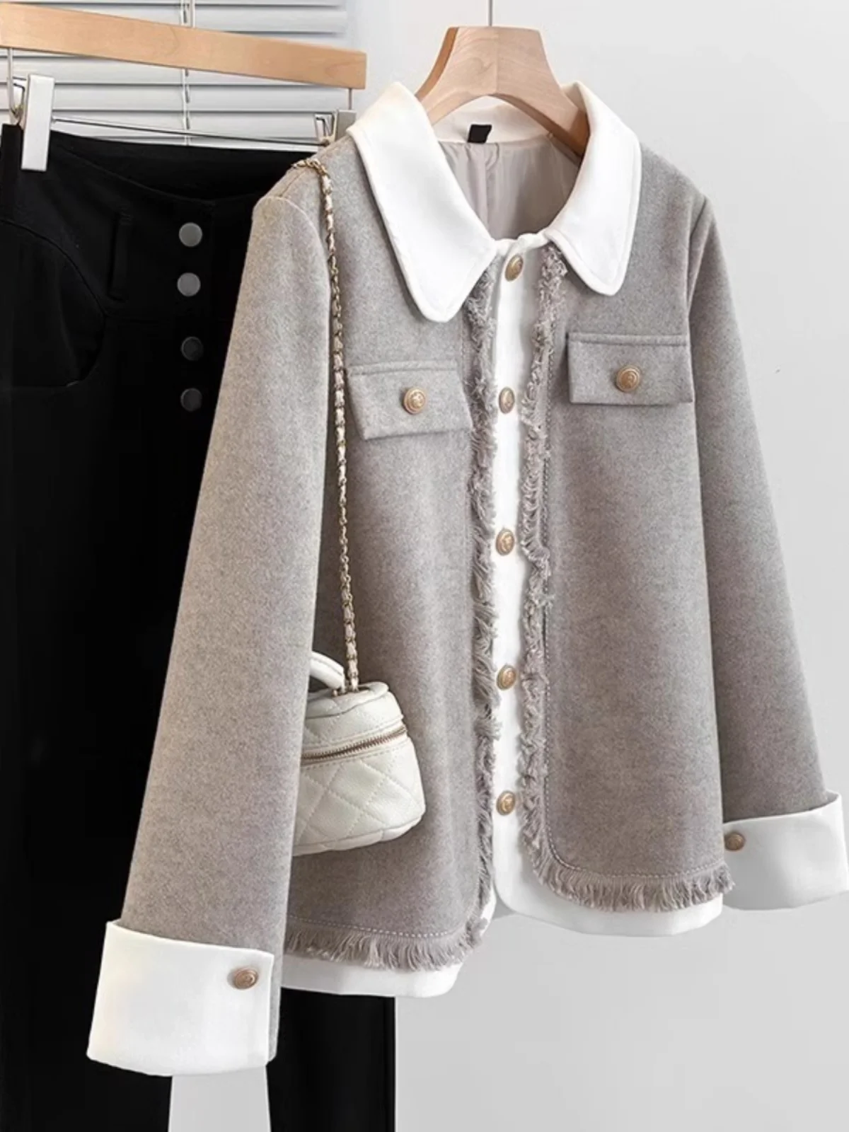 Изящная шерстяная куртка высокого качества для женщин модель сезона осень-зима