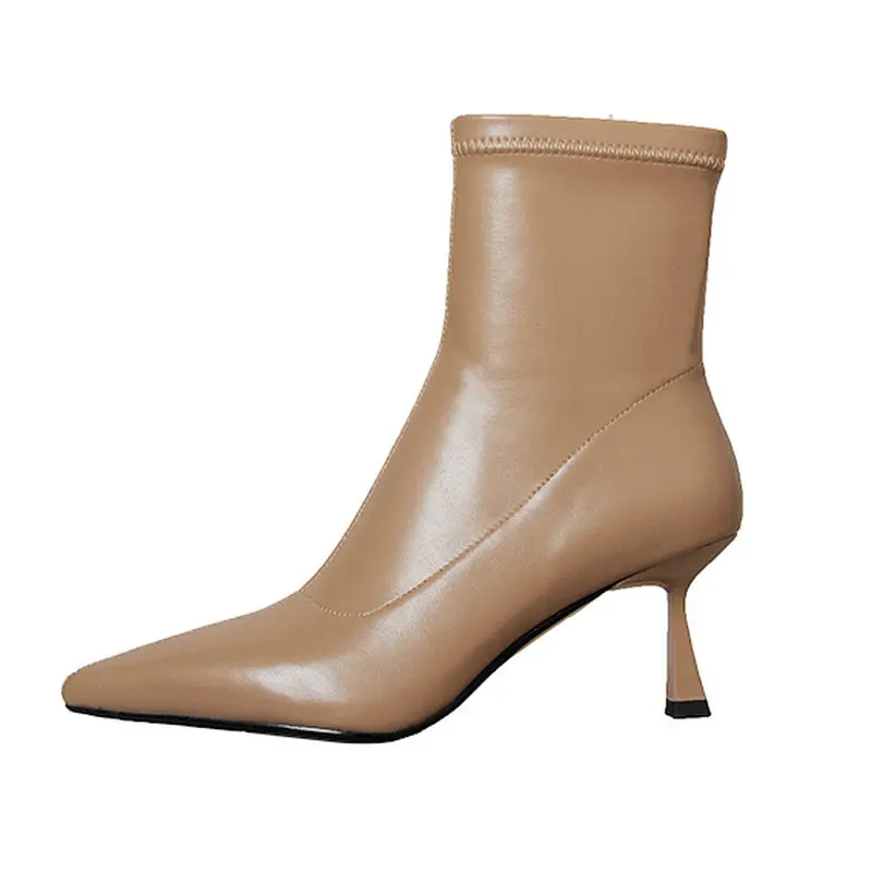 

Классические ботильоны из натуральной кожи для женщин, офисные Ботинки на тонком высоком каблуке, большие размеры 41 42, Осень-зима