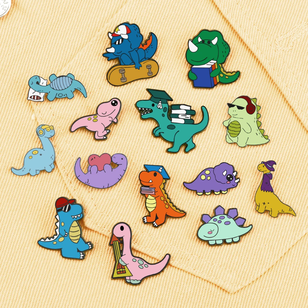 

New Arrival Dinosaur Lover Enamel Pins Creative Animal Badges Pins for Kids Women Men Bag Deacoration Brooches Jewelry Gift
