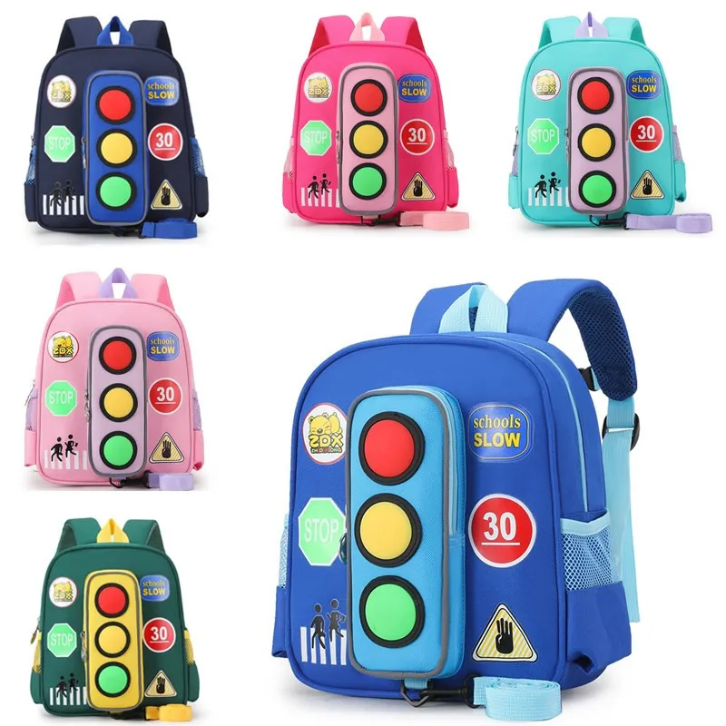

Anti-lost Children's Schoolbag Cartoon Traffic Light Kindergarten Children Backpack 2-4 Years Old Boys and Girls Backpacks
