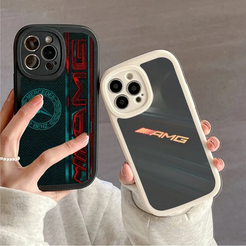 

Роскошный автомобильный чехол для телефона Mercedes-Benz 2023 для IPhone 14 11 12 13 из шкуры ягненка силикон Pro Max Mini X XR XS 7 8 Plus пара