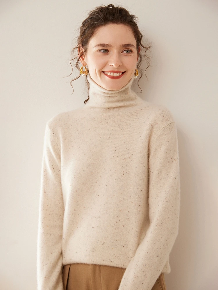 Женский осенне-зимний кашемировый свитер 100% водолазка с длинным рукавом пуловер