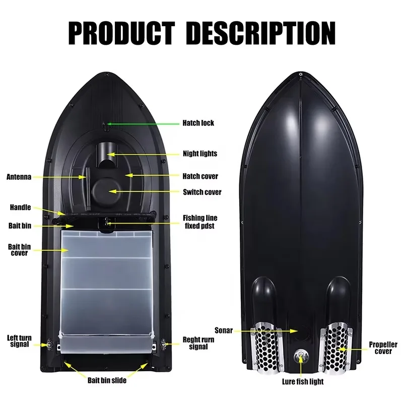 JABO2BG 7.4V Two Batteries Autopilot Fishfinder Sonar Hull Accessories Fishing Gps Fish Finder Bait Boat Jabo 2