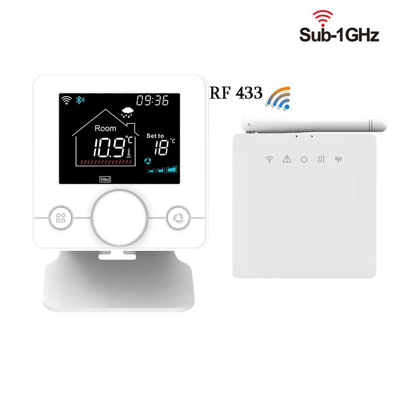 RF433 Tuya умный беспроводной термостат Wi-Fi контроллер температуры газового котла приемник датчик влажности с Alexa Google Yandex