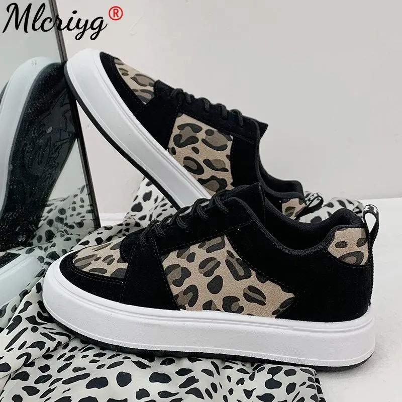 

2021 Casual Women's Sneaker Comfortable Walking Lightweight Spring New Women Platform Vulcanized Shoe Leopard Print Women Shoes