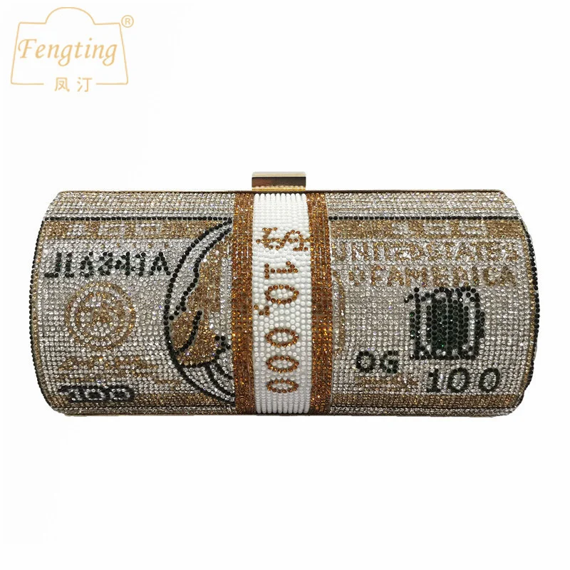 

Вечерние клатчи с кристаллами и стразами, женские круглые маленькие сумочки для долларов, роскошная дизайнерская сумка, сумка на плечо с цепочкой 2023, B342