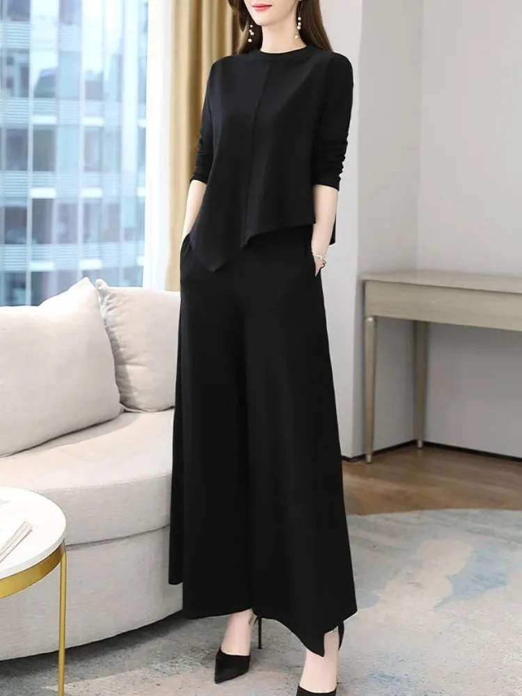 

2 Piece Set Women Outfits 2023 New Autumn Korean Fashion Elegant Solid Pullover Long Sleeve Top Oversized Casual Women Clothing