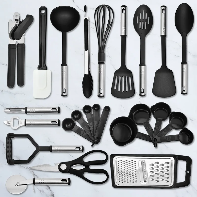 

25Piece Kitchen Utensil Set Nylon&Stainless Steel Cooking Utensils Non-Stick Kitchen Utensils With Spatula Cooking Tool Sets