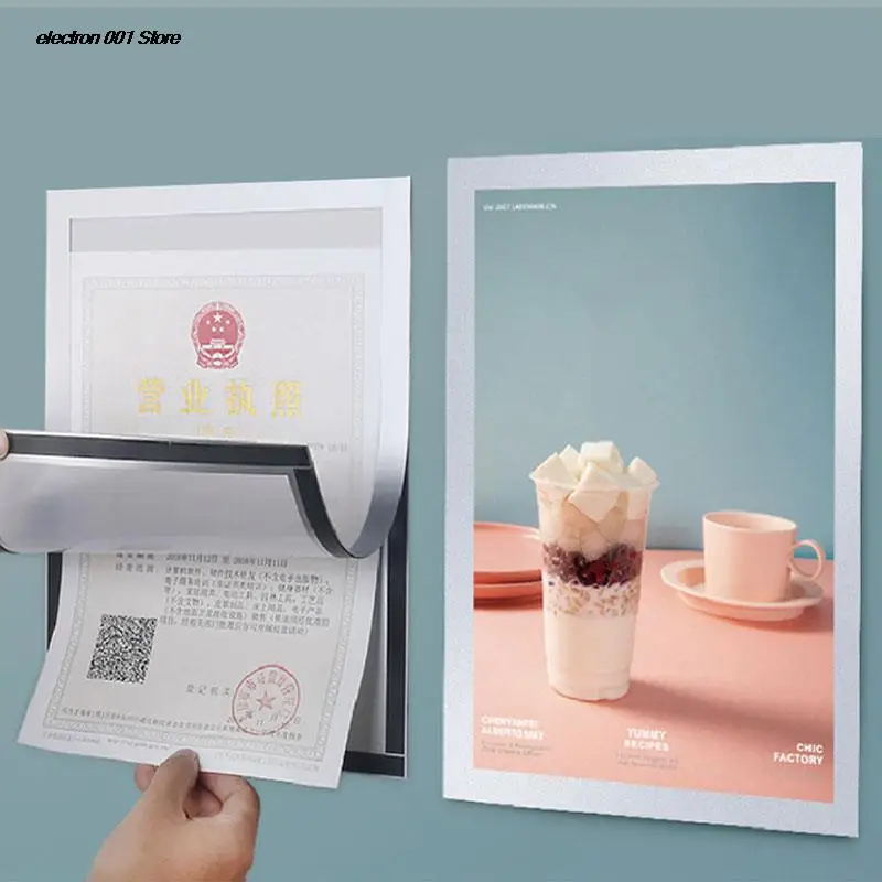 

Magnetic Self-Adhesive Rubber Poster Frames Sticker Gold Silver A4 A5 A6 Office Store Picture Photo Certificates Frame