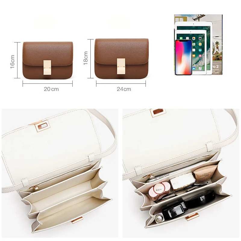 Famicare Women's Bag Lady Luxury Box Bag Retro Tofu Small Square Shoulder Bag Messenger Female Split Leather Flap Handbag 2022